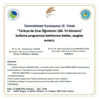 Türkiye'de Zirai Öğretimin 180. Yıl Dönümü İsimli Kutlama Programı