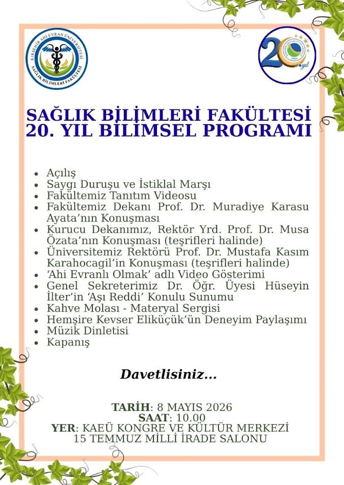 Sağlık Bilimleri Fakültesi 20. Yıl Bilimsel Programı